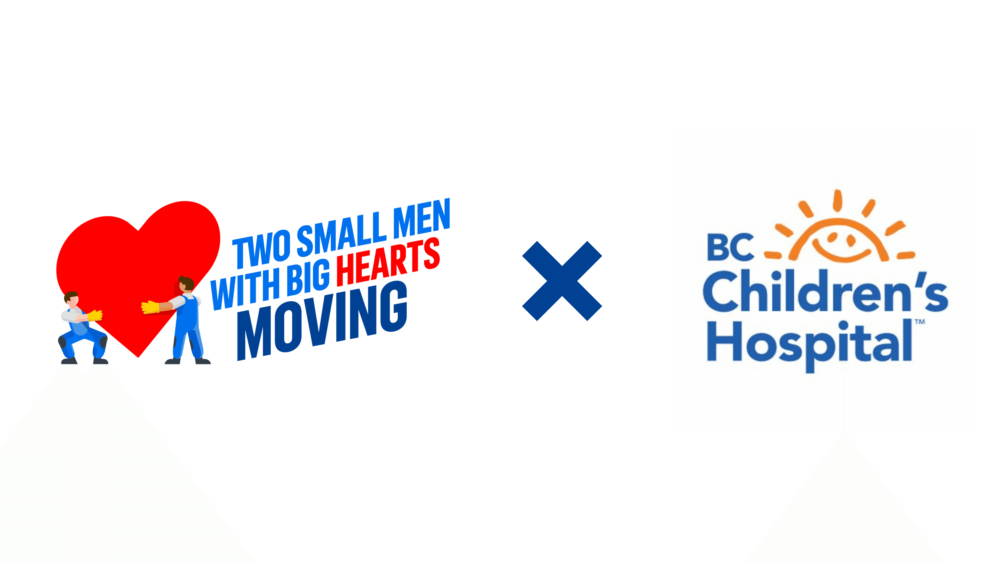 Two Small Men with Big Hearts Moving logo beside BC Children's Hospital logo.