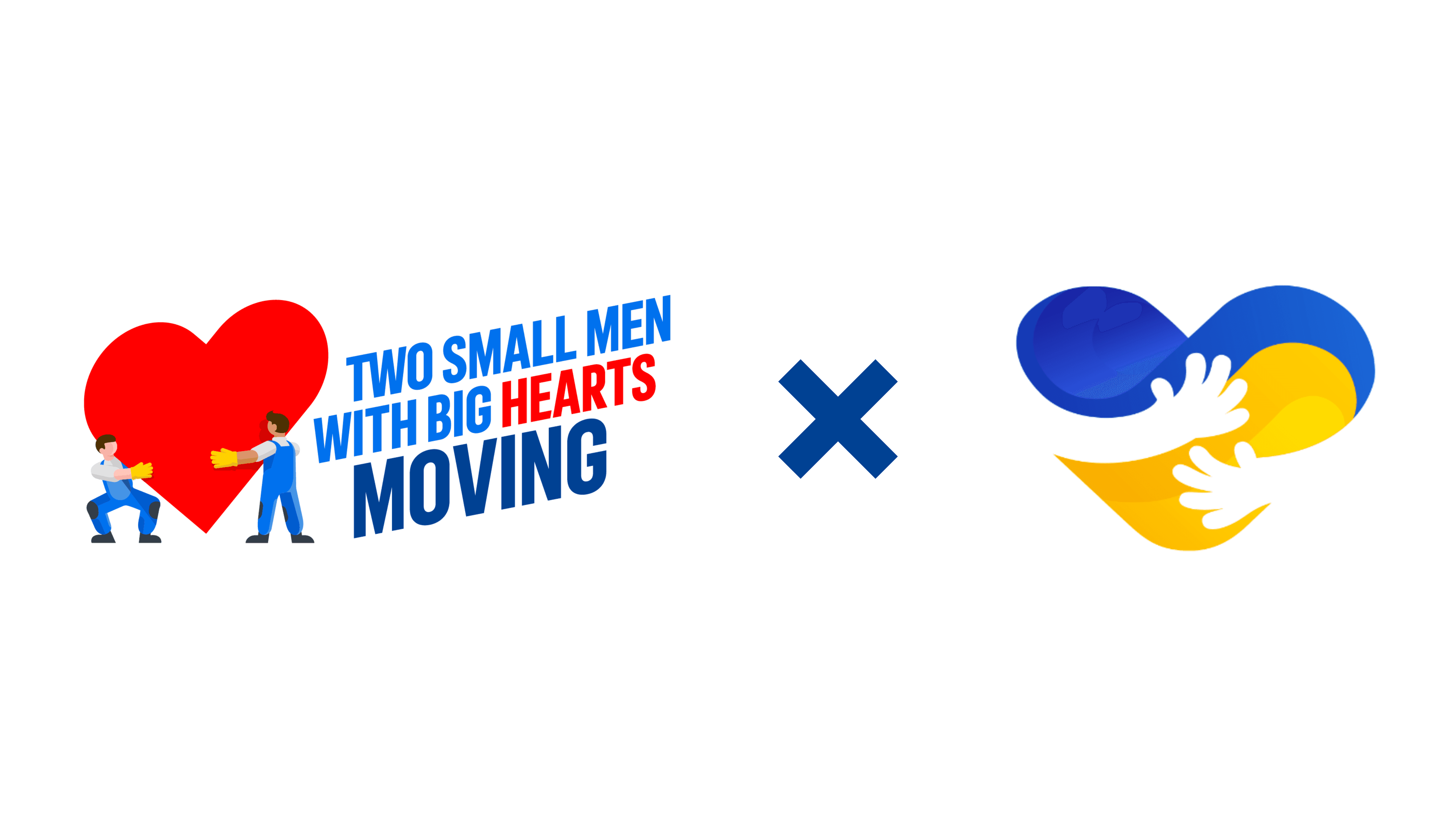 Two Small Men with Big Hearts Moving logo beside Ukraine Harmony Foundation logo.