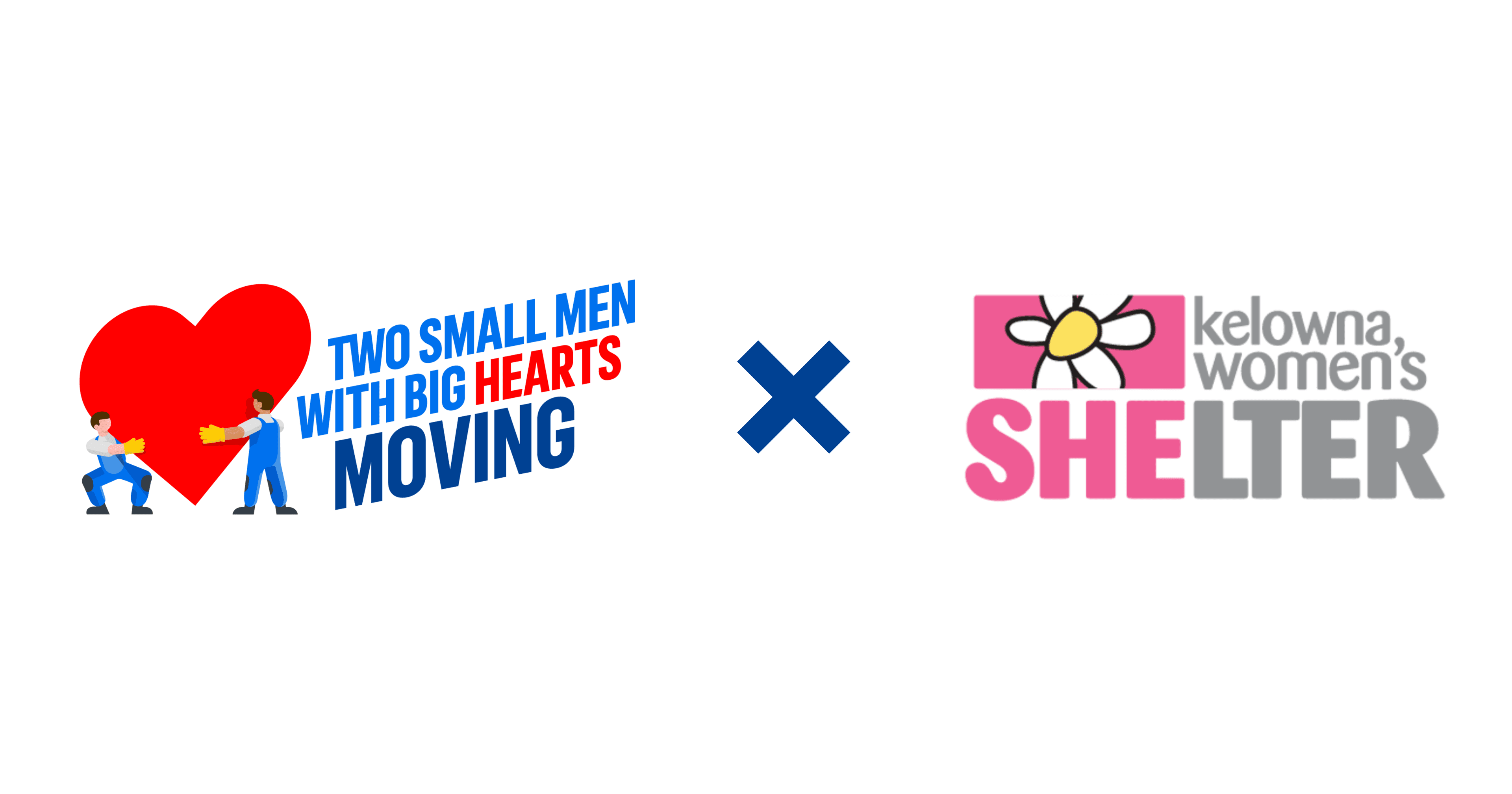 Two Small Men with Big Hearts Moving logo beside Kelowna Women's Shelter logo.