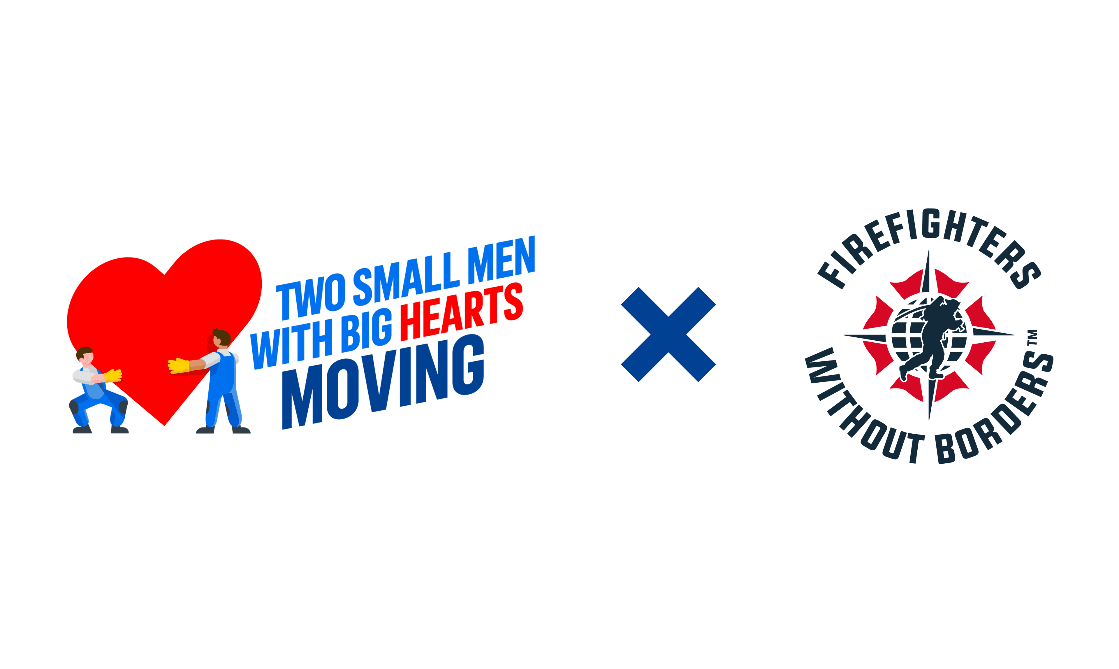 Two Small Men with Big Hearts Moving logo beside Firefighters Without Borders logo.