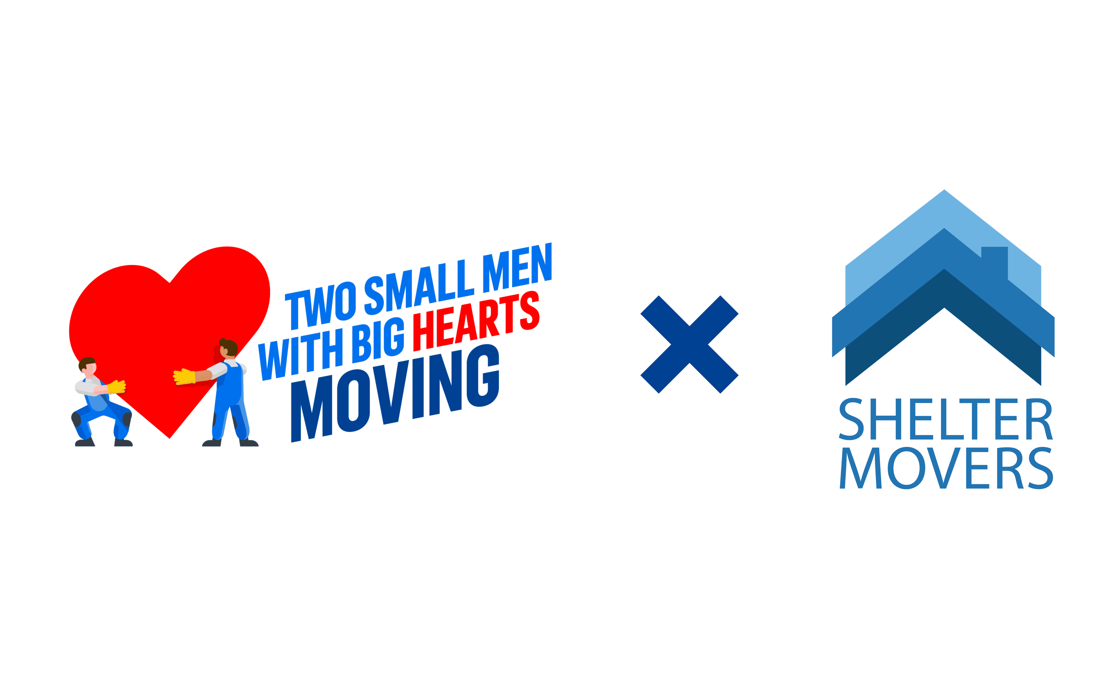 Two Small Men with Big Hearts Moving logo beside Shelter Movers logo.