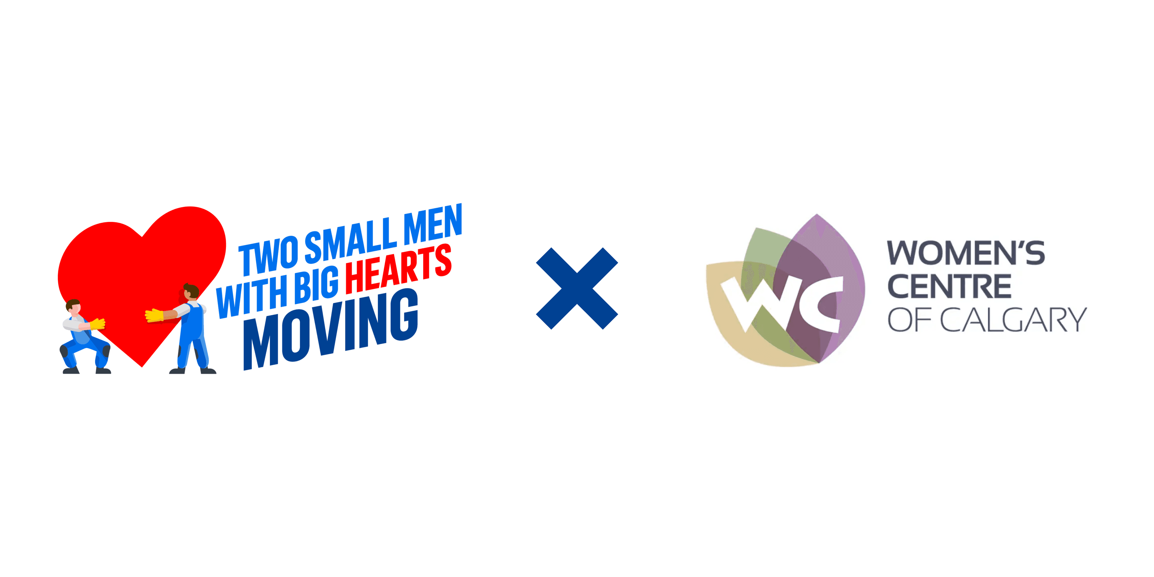 Two Small Men with Big Hearts Moving logo beside Women's Centre of Calgary logo.