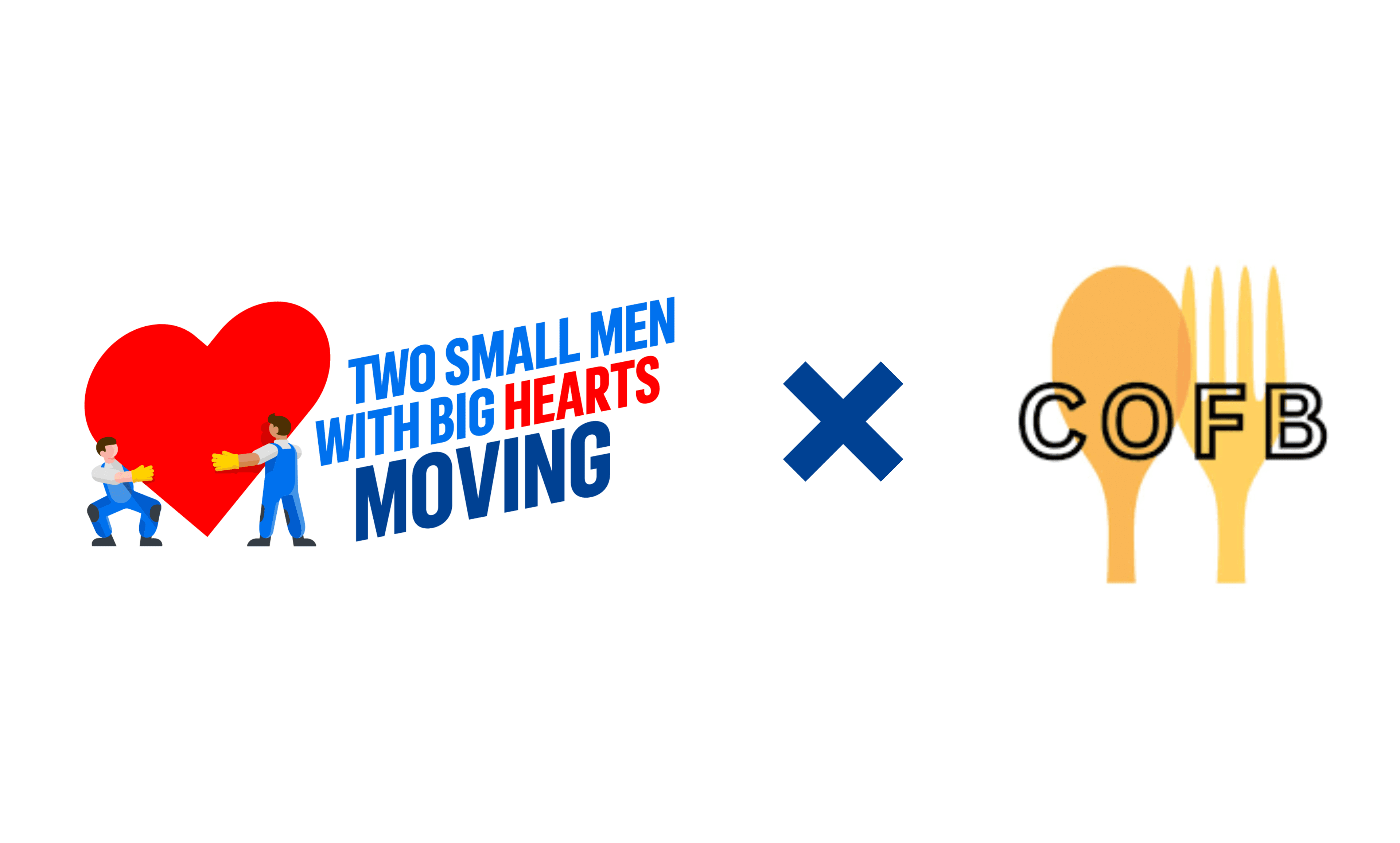 Two Small Men with Big Hearts Moving logo beside Central Okanagan Food Bank logo.