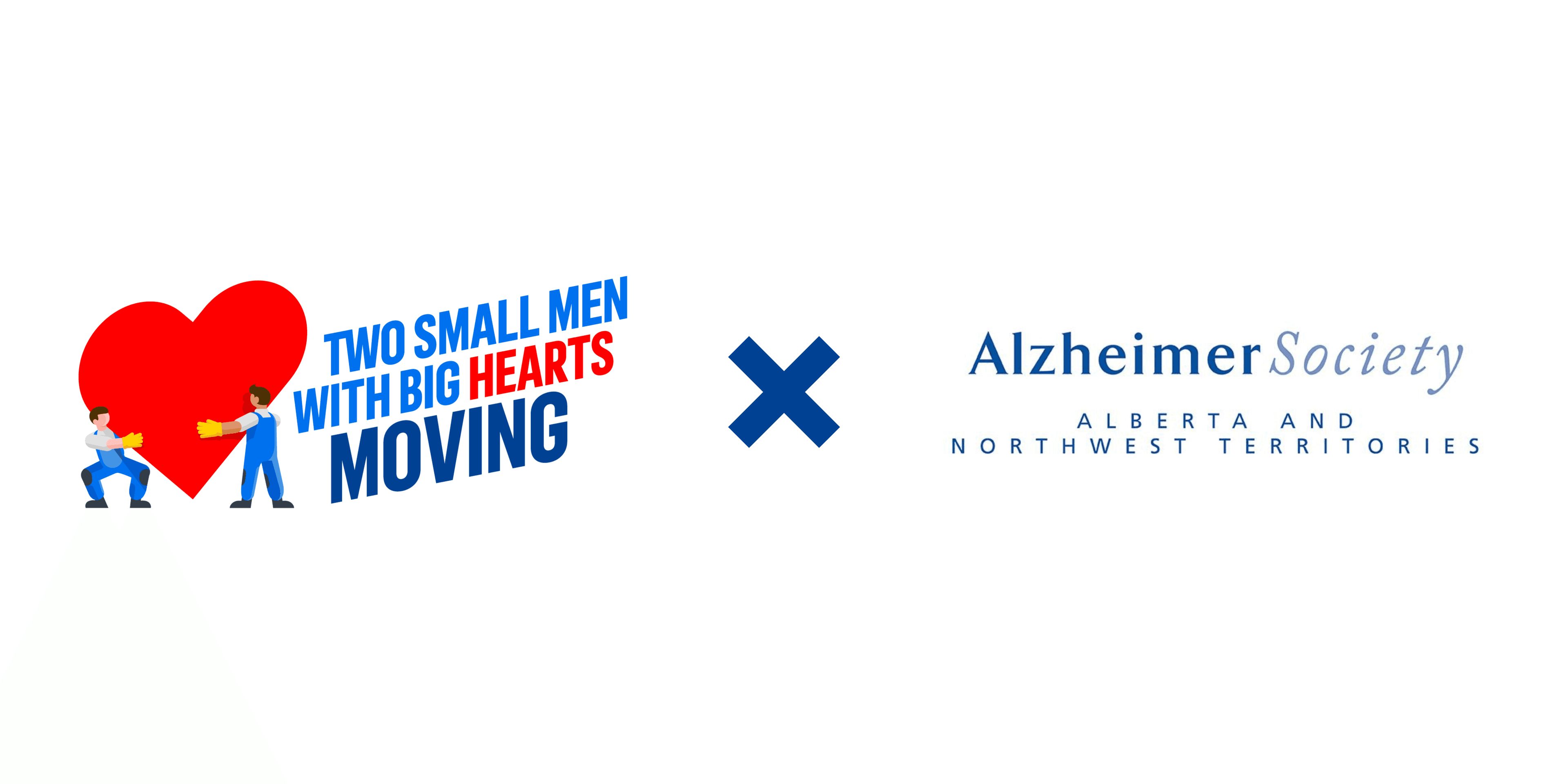 Two Small Men with Big Hearts Moving logo beside Alzheimer Society of Alberta And Northwest Territories logo.