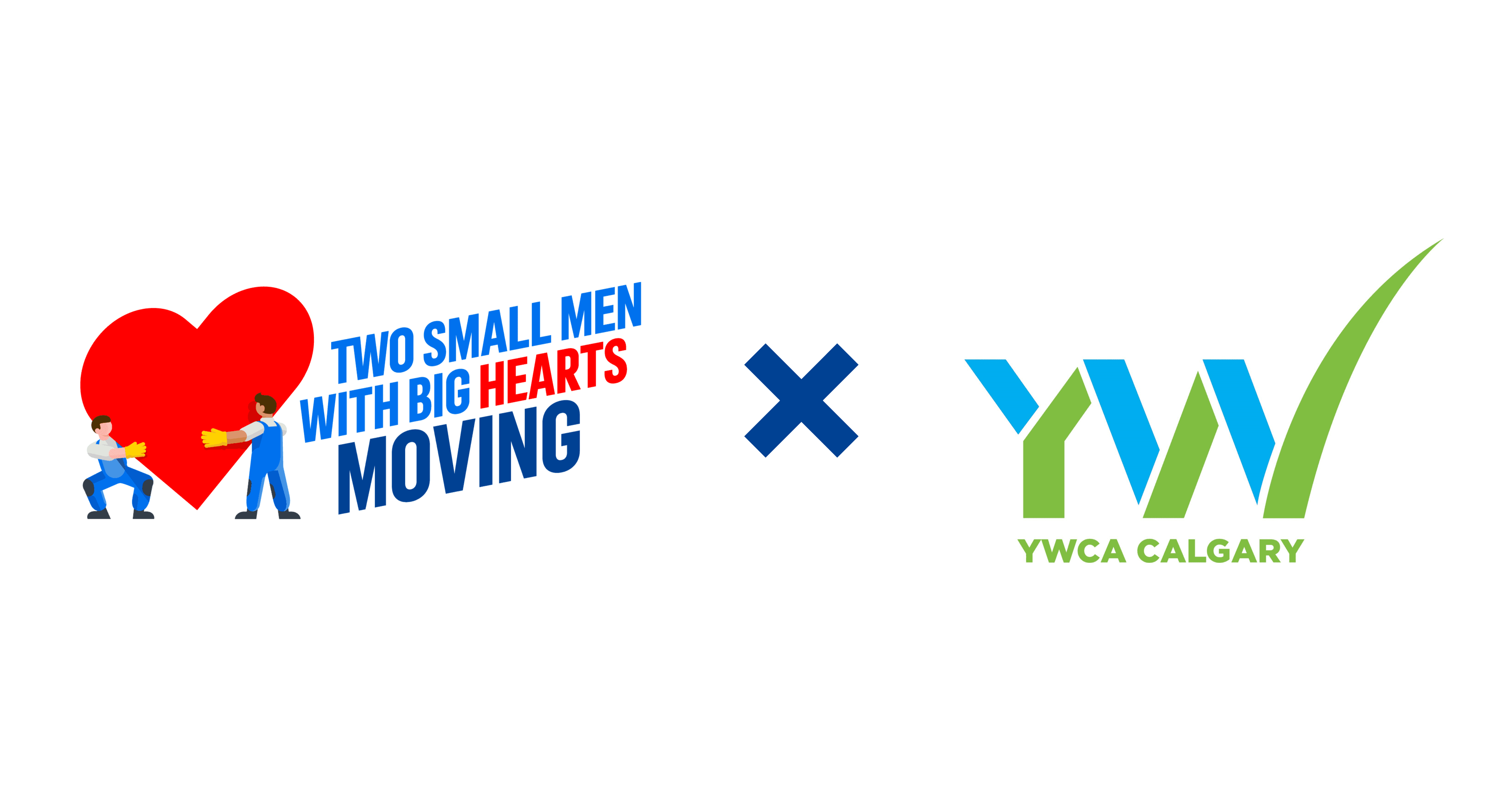 Two Small Men with Big Hearts Moving logo beside YWCA Calgary logo.