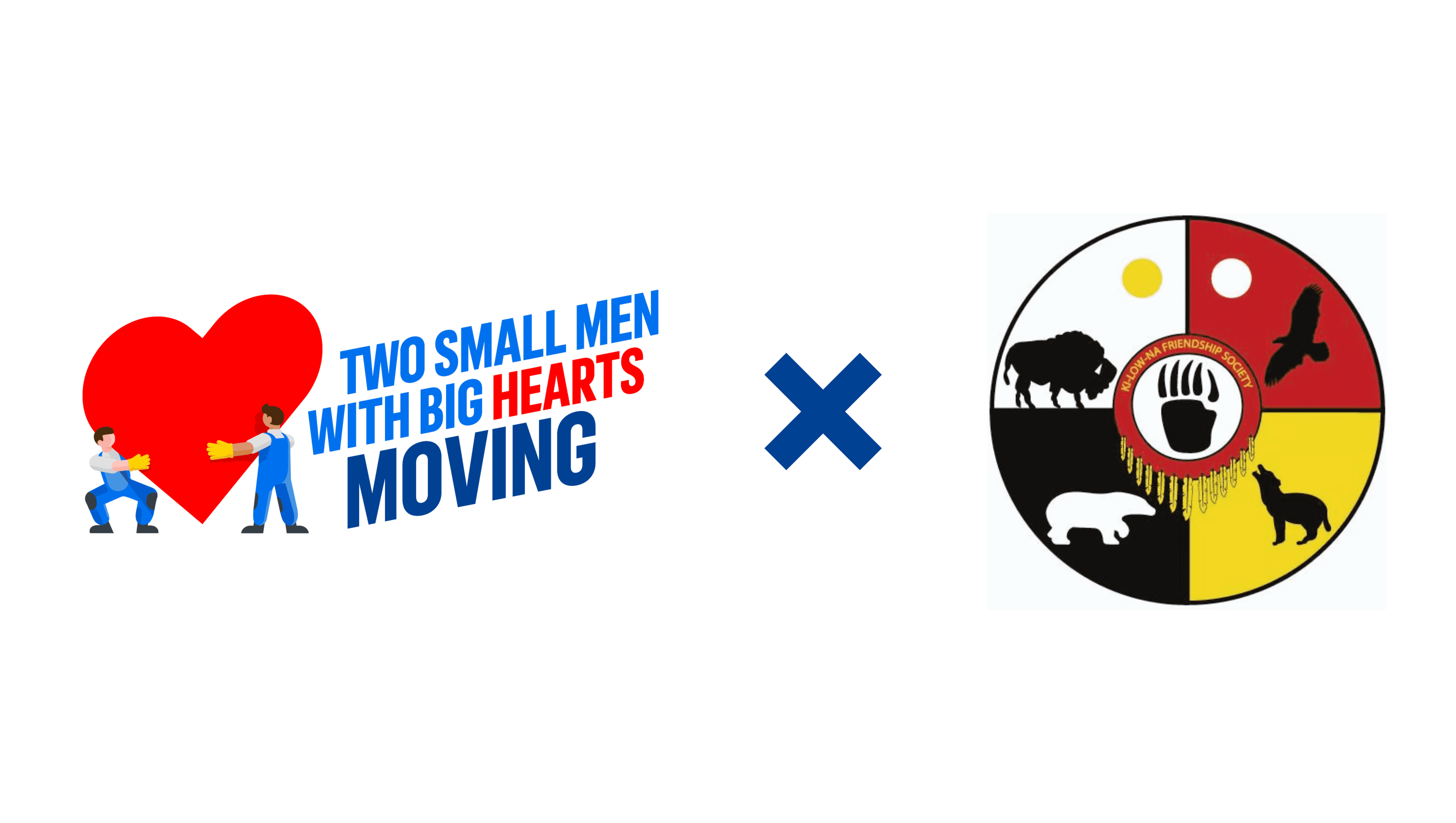 Two Small Men with Big Hearts Moving logo beside Ki-Low-Na Friendship Society logo.