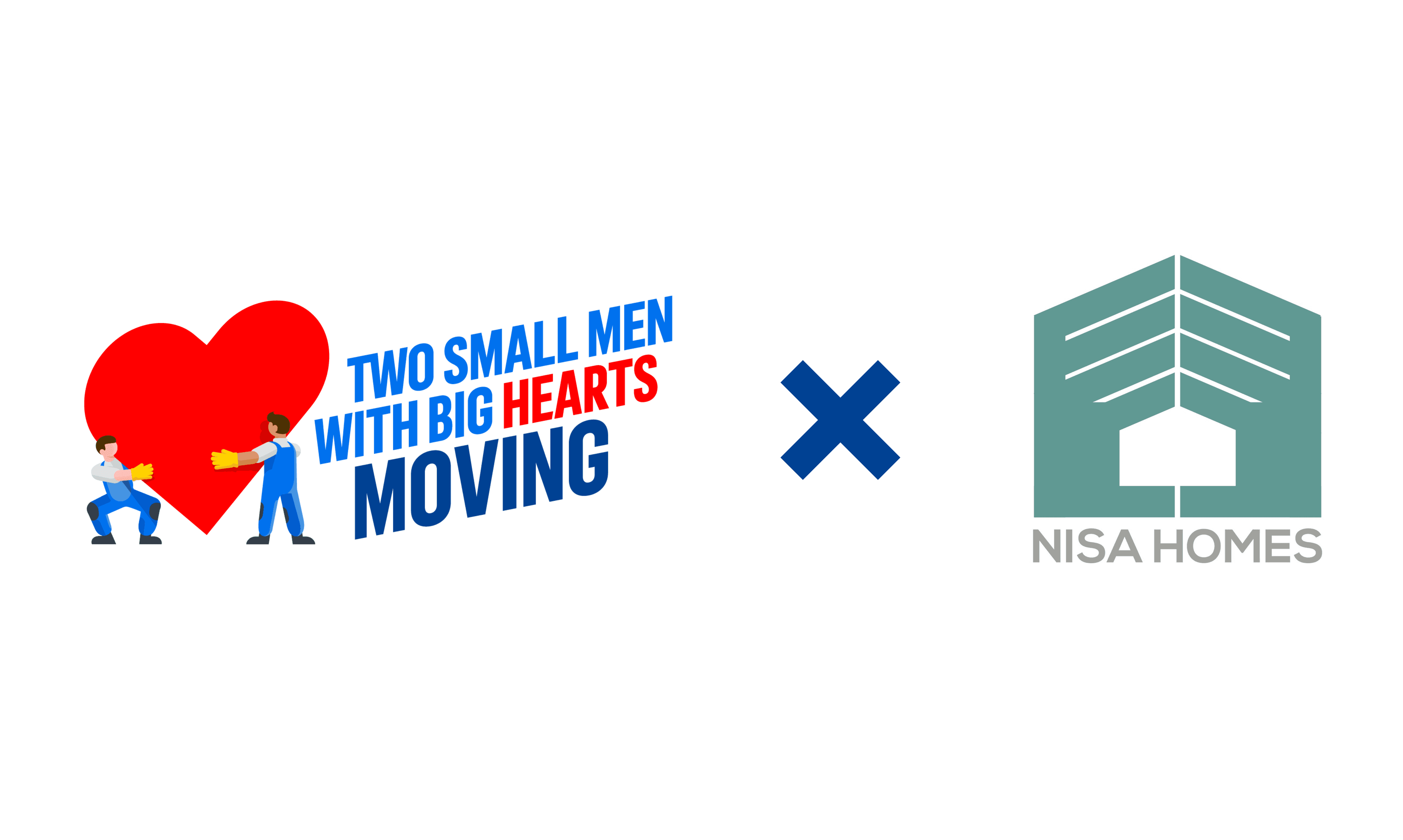 Two Small Men with Big Hearts Moving logo beside Nisa Homes logo.