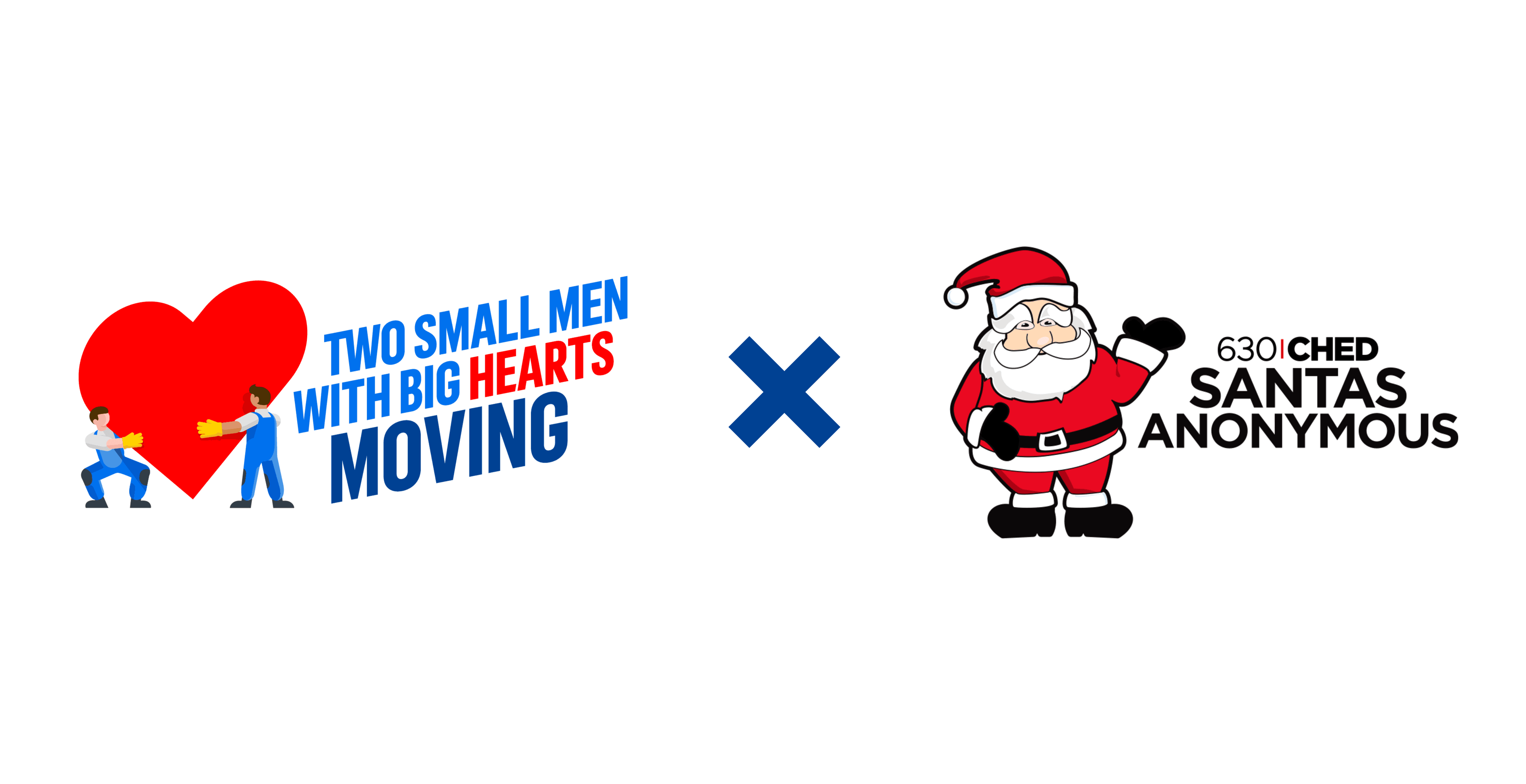 Two Small Men with Big Hearts Moving logo beside Santas Anonymous logo.